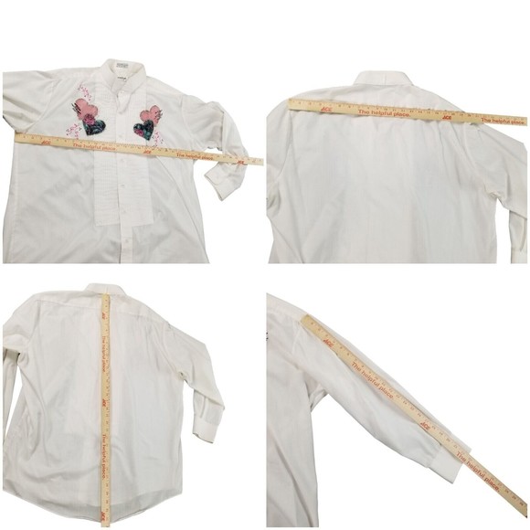 Vintage 90s Tuxedo Shirt Chaplin White Hearts Embellishment Womens Size 2X /3X - Picture 6 of 16